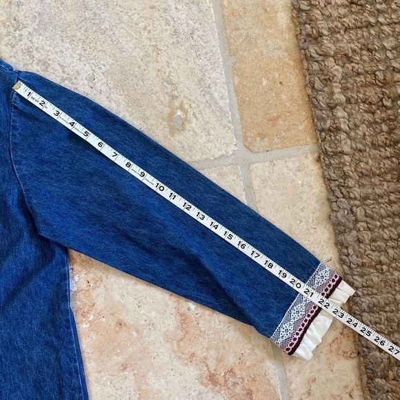 Coldwater Creek Patchwork denim jacket Womens M Overshirt Barn chore Tunic - Picture 12 of 14